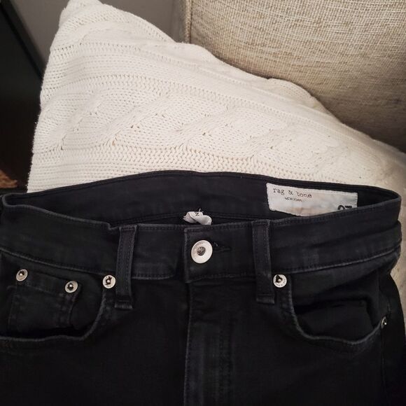 Rag & Bone Ankle Skinny Raw Hem Jeans - size 27 in Black. - Picture 11 of 14